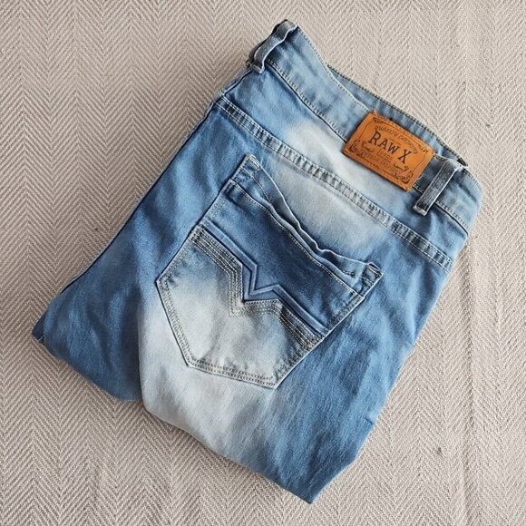 Raw X Jeans Men's 40x32 Standard Distressed Medium Wash Blue Stretch RN# 137711 - Picture 15 of 16